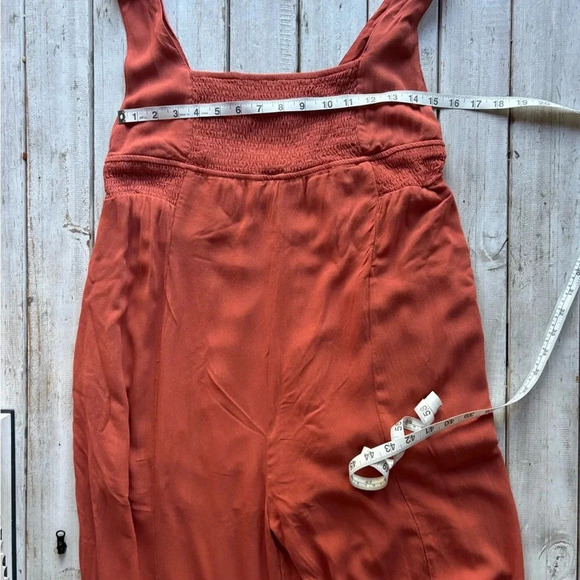 Mustard Seed | rust | smocked | cropped leg | romper | jumpsuit | L - Picture 8 of 17